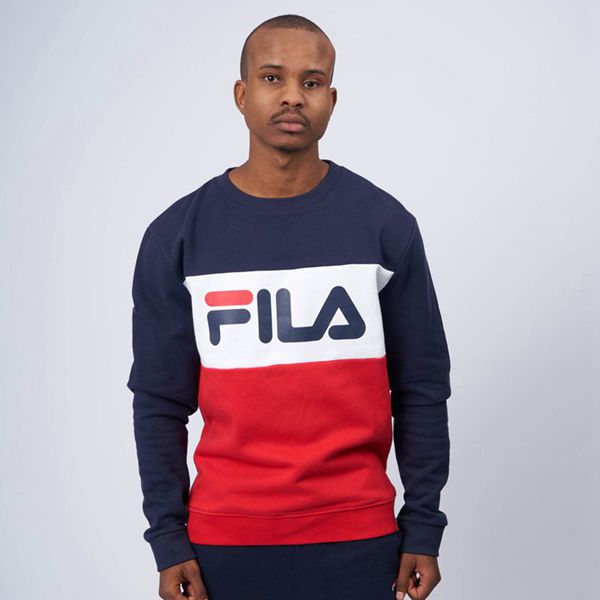 Fila Greg (Brushed) Men's Sweatshirts - Navy/White/Red,NZ 124-95487